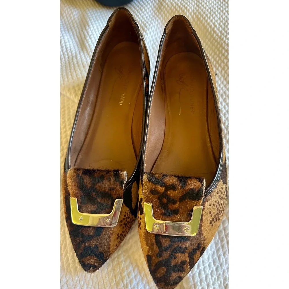 Donald J Pliner Nila Leopard Calf Hair Wedge Pumps Brown Animal Print 8M